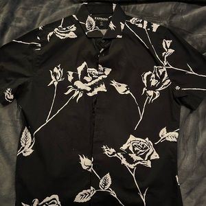 Express men floral button down shirt